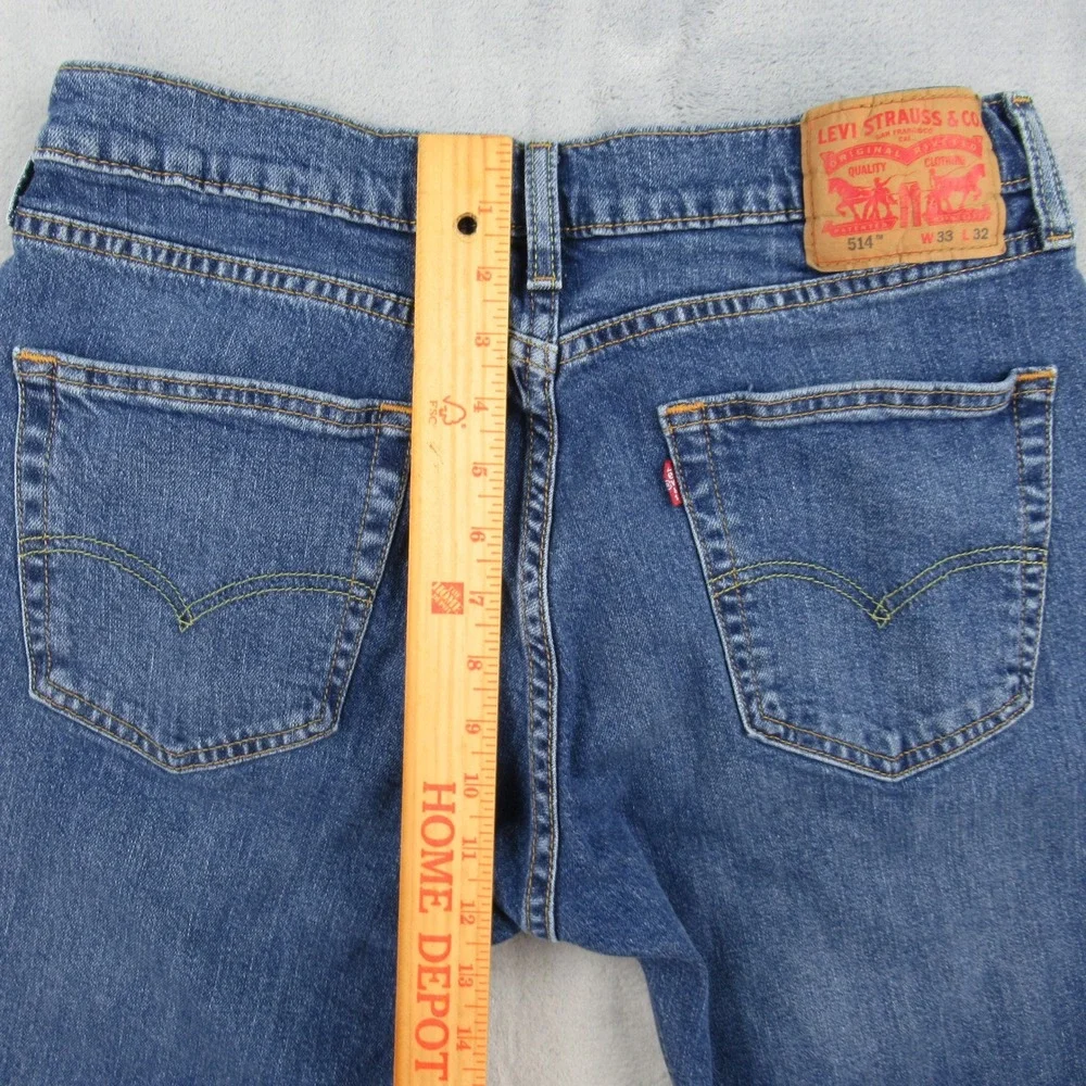 Levis 514 Straight Fit Mens Blue Denim Jeans 33x32 Medium Wash 00514-1537